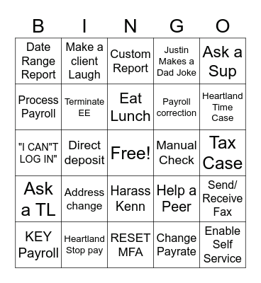 Payroll Bingo Card