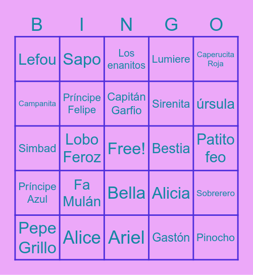Bingo personajes Bingo Card