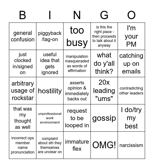 idiocracy Bingo Card