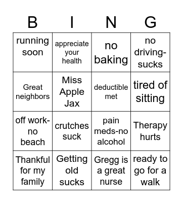 Shayla Post Op Social Media Posts Bingo Card