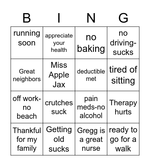 Shayla Post Op Social Media Posts Bingo Card