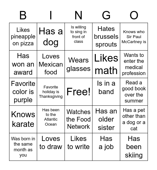 BINGO (2022) Bingo Card