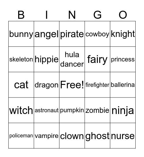 Halloween Bingo Card