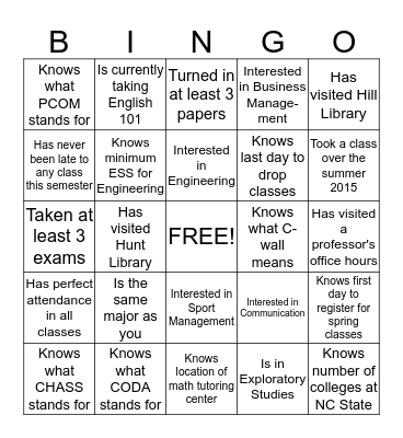USC 103 Bingo Card