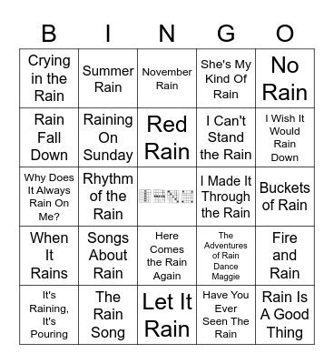 Rain Rain Go Away... Bingo Card