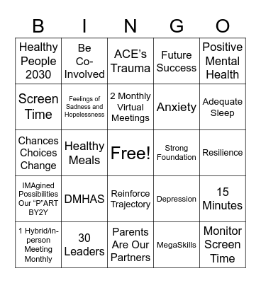 Our “P”ART Bingo Card