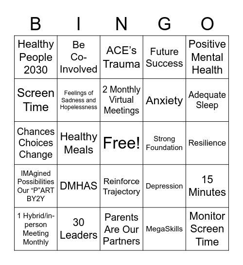 Our “P”ART Bingo Card