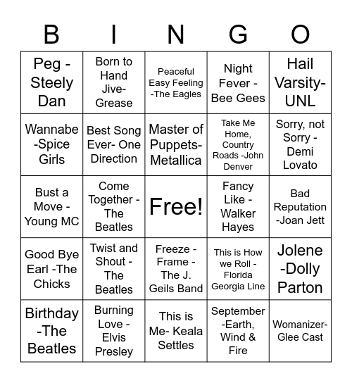 Birthday Carnival Bingo Card