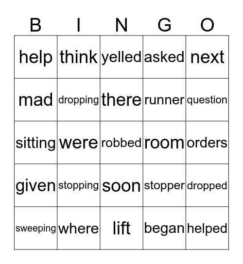 Lesson 12 Bingo Card