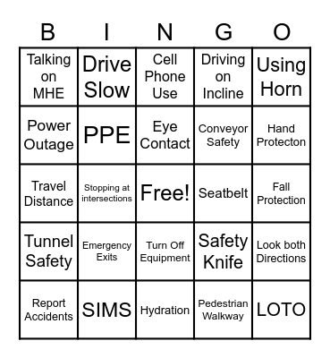 BONKERS FOR SAFETY Bingo Card