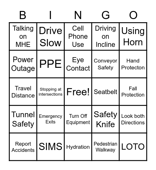 BONKERS FOR SAFETY Bingo Card