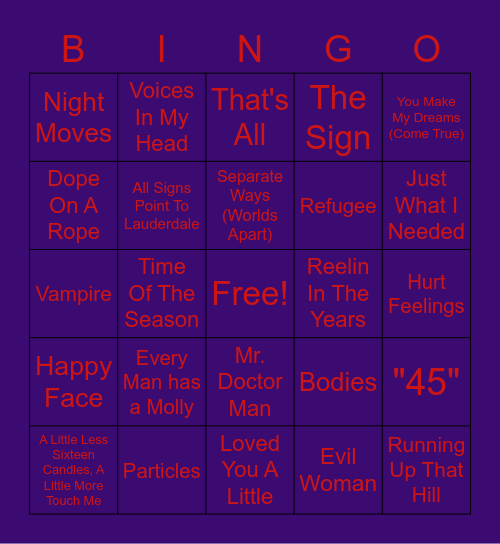 With A Name Like Robert Ravioli Bingo Card