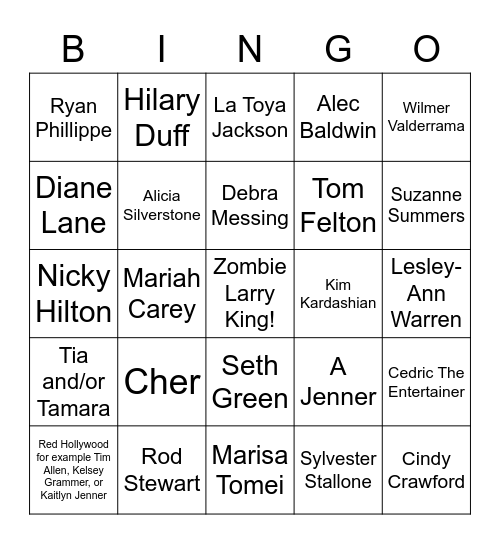Craig's Bingo Card