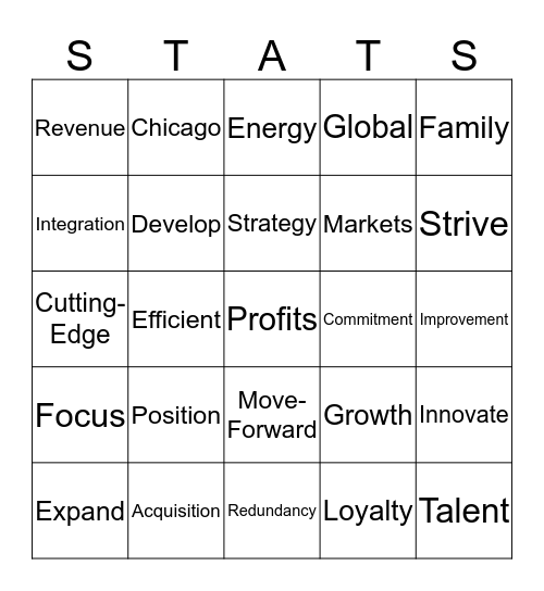 STATSpeaks  Bingo Card