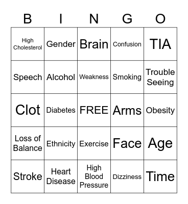 Stroke Bingo Card