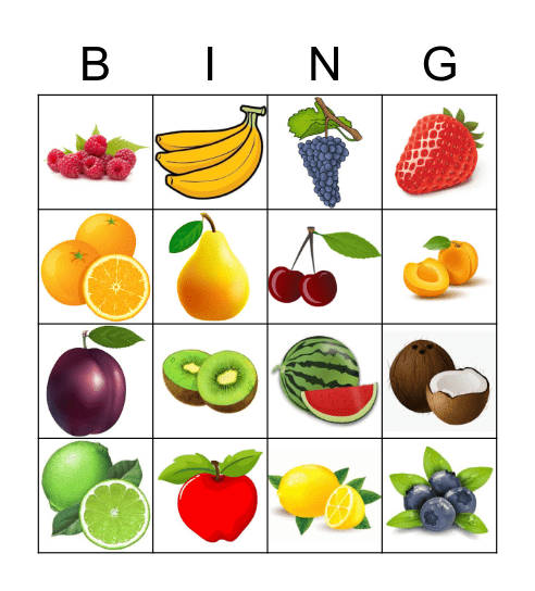 Fruits Bingo Card