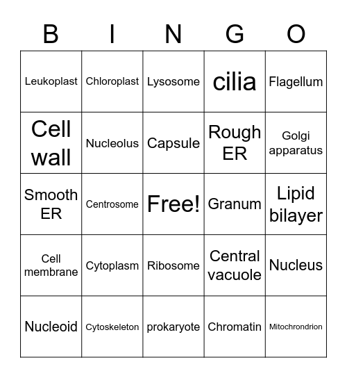 Cells! Bingo Card