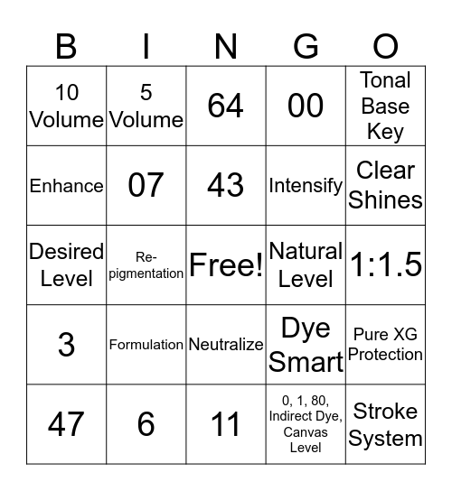 Shines XG Bingo Card