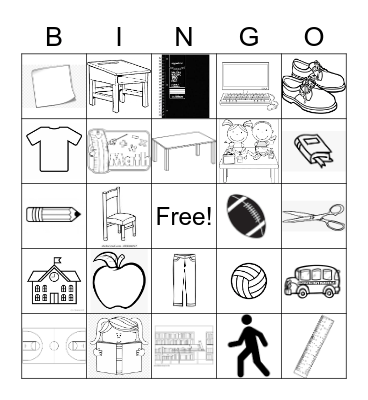 Back To School Bingo Card