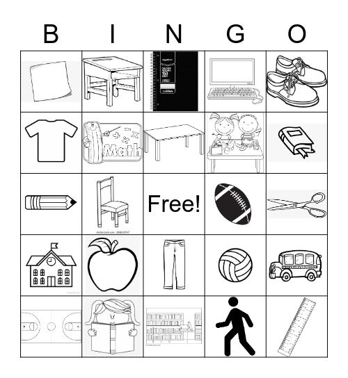 Back To School Bingo Card