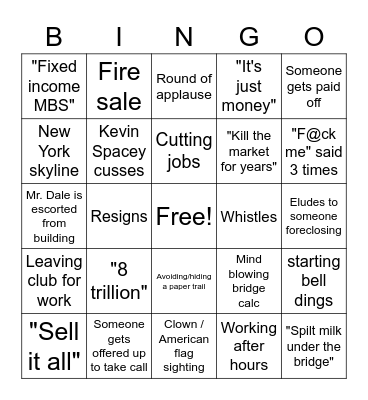 The Margin Call Bingo Card