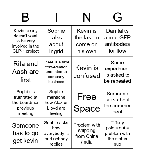 Office Meeting Bingo Card