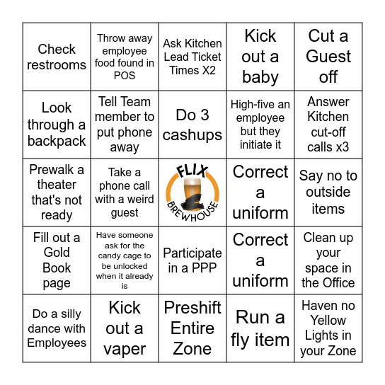 Manager Bingo Card