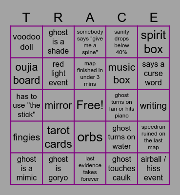 PeaceEgg Phasmo Speedruns Bingo Card