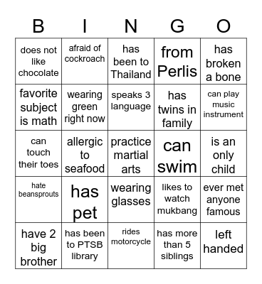 GET TO KNOW YOUR FRIENDS Bingo Card