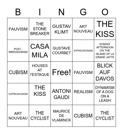 MODERN ART BINGO Card