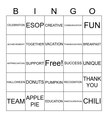 ESOP Bingo 2015 Bingo Card