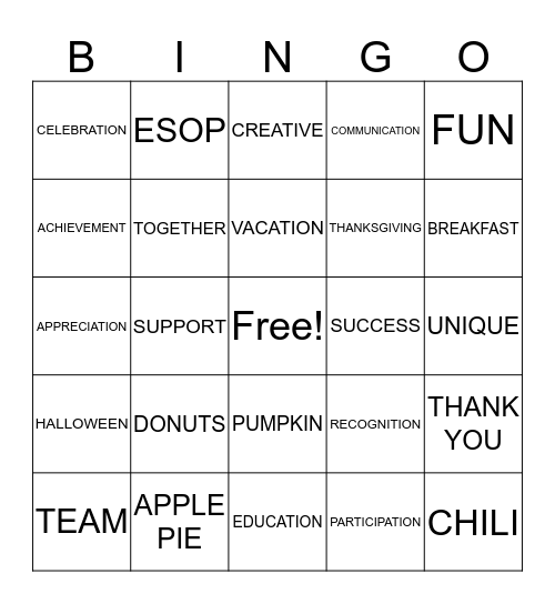 ESOP Bingo 2015 Bingo Card