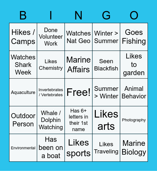 🐬 HUMAN BINGO 🐬 Bingo Card