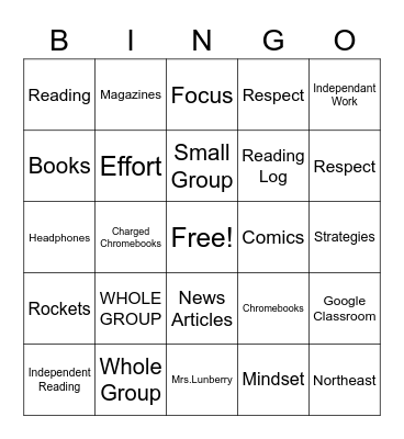 READ 180 Bingo Card