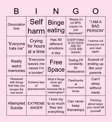 BPD BINGO Card