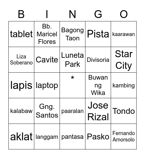 PANGNGALAN Bingo Card