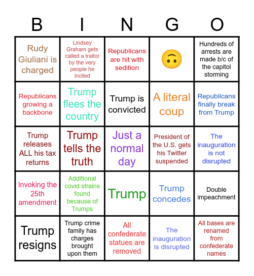 Trump & Republicans' troubles Bingo Card