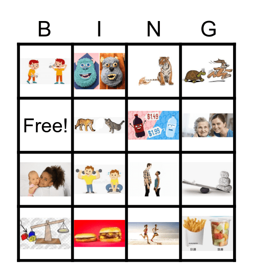 Comparative adjectives Bingo Card