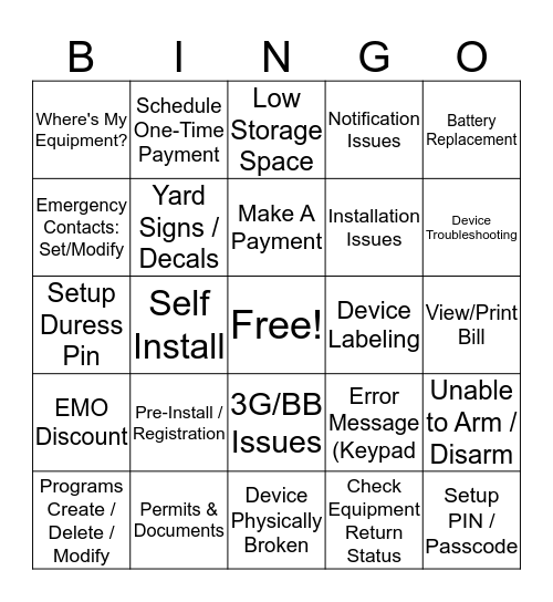 Digital Life WFE Bingo Card