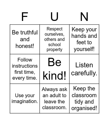 Class Rules Bingo Card