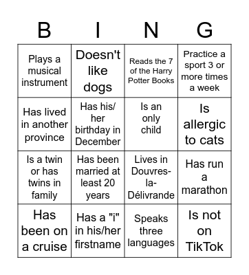 Get To Know You Bingo 