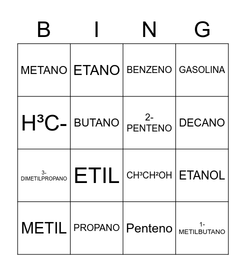 QUIMICA Bingo Card