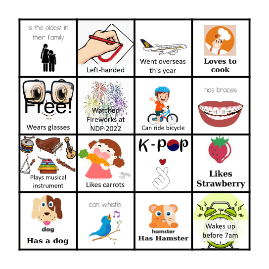 BINGO - Find someone who.... Bingo Card