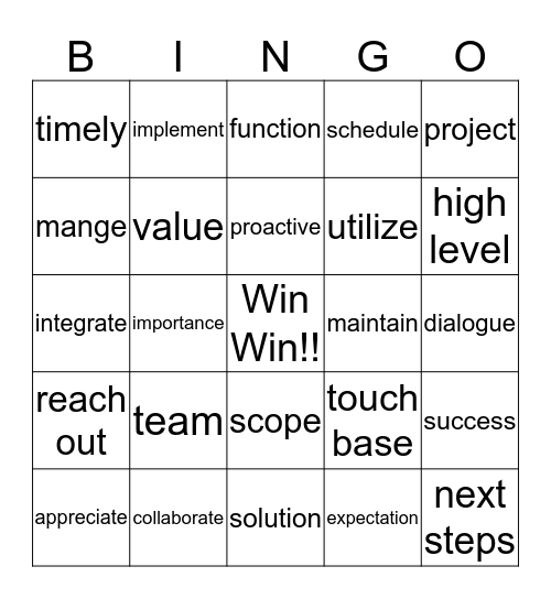 Buzzword Bingo Card