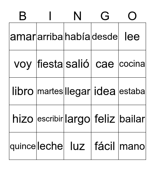 Palabras de uso frecuente (100) Lista 4 Bingo Card