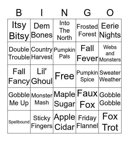 JAMMIN Fall BINGO Card
