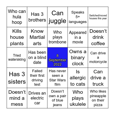 DSD Connect Day Bingo Card