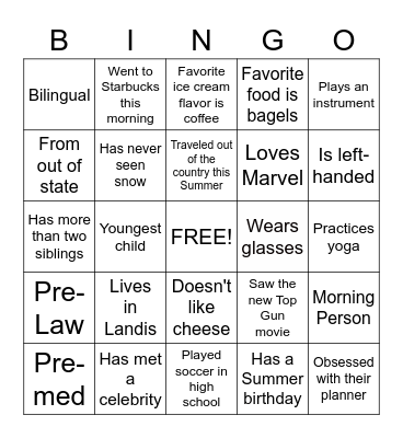 HUMAN BINGO! Bingo Card