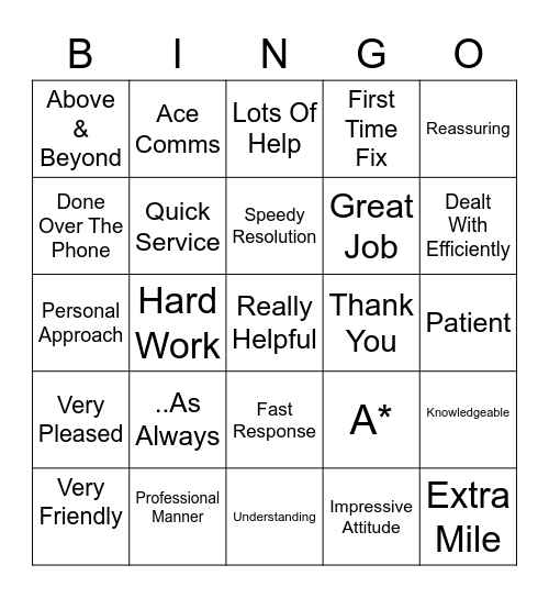 Smiles Bingo Card