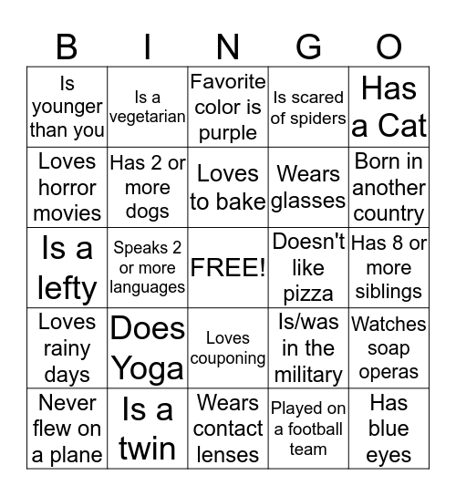 Get to know your Co-Workers! Bingo Card